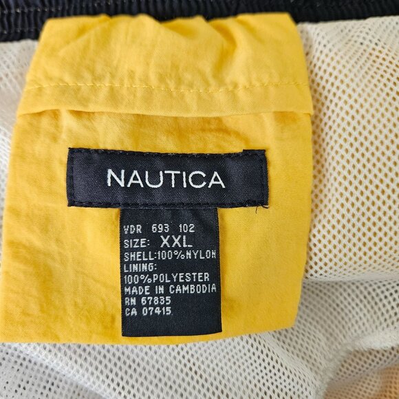 Nautica Mens Yellow Swim Trunks XXL W/ Mesh Lining & Navy Stripe Drawstring - Picture 8 of 9